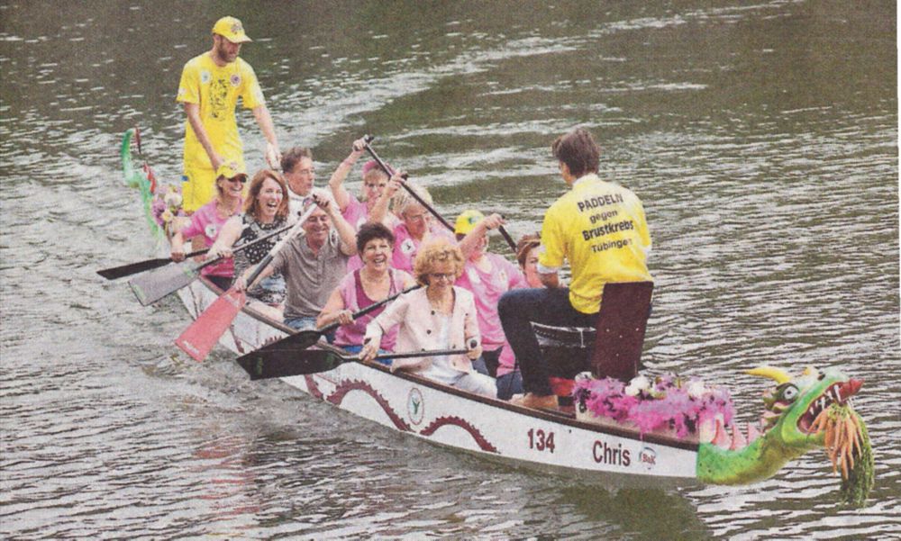 Taufe 2. Boot der Pink Paddler - Foto aus dem Schwäbischen Tagblatt
